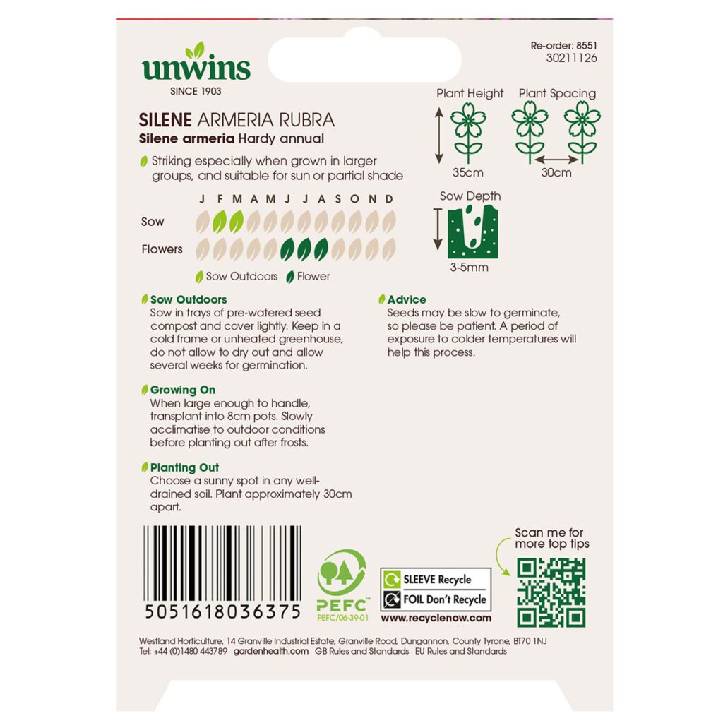 Unwins Silene Armeria Rubra Seeds 5051618036375 2